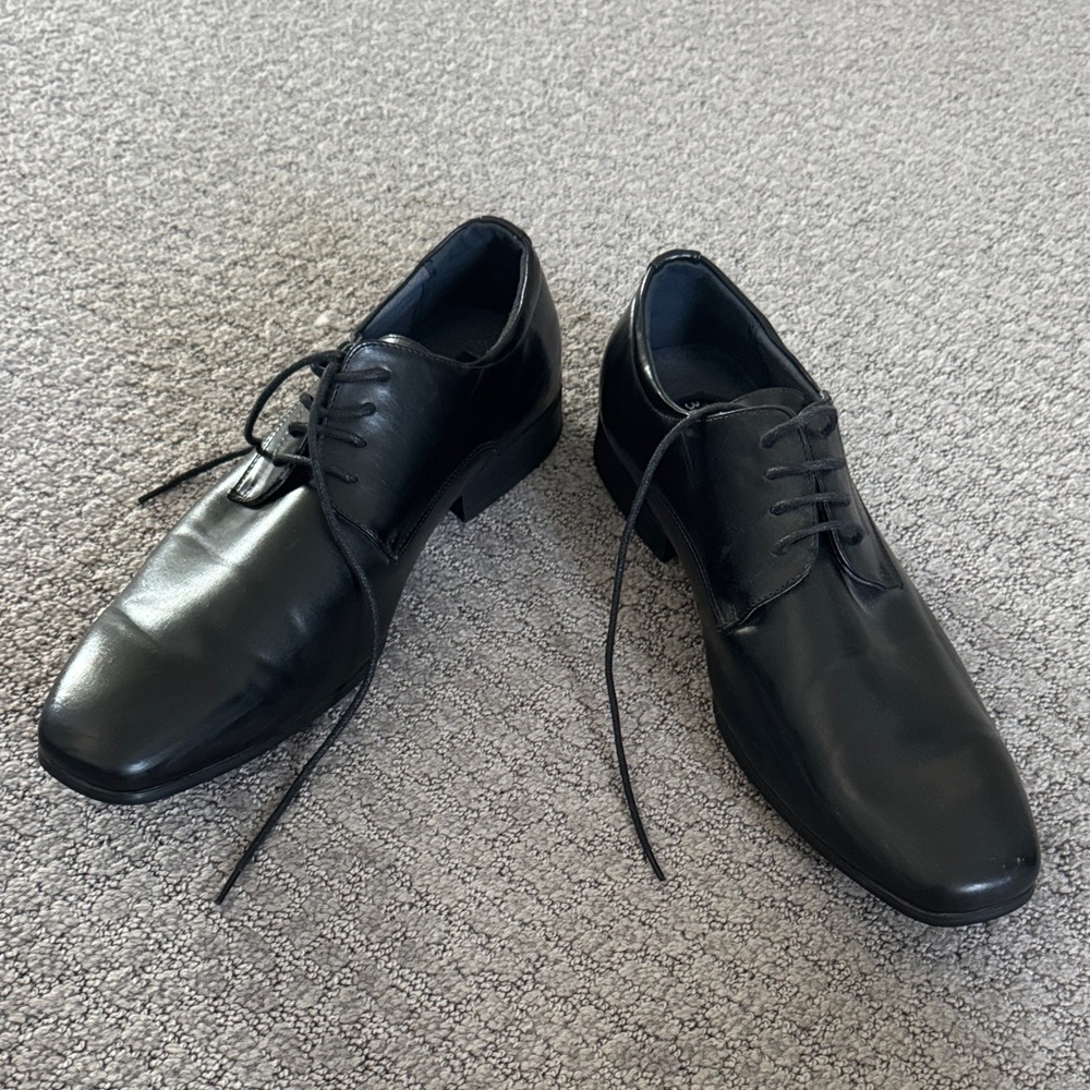 Men's Black Leather Derby Shoes - Polished Lace-Up